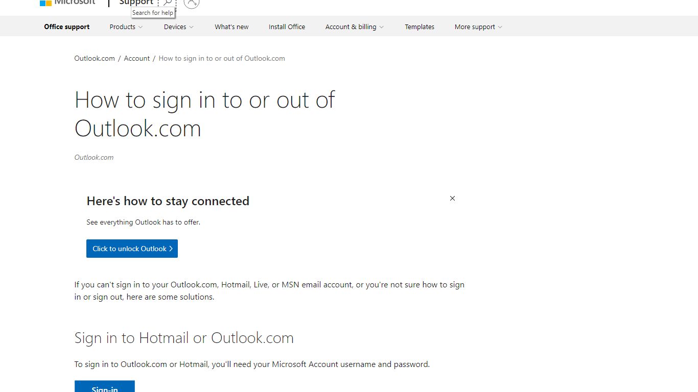 How to sign in to or out of Outlook.com